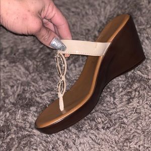 Genuine leather rhinestone sandals